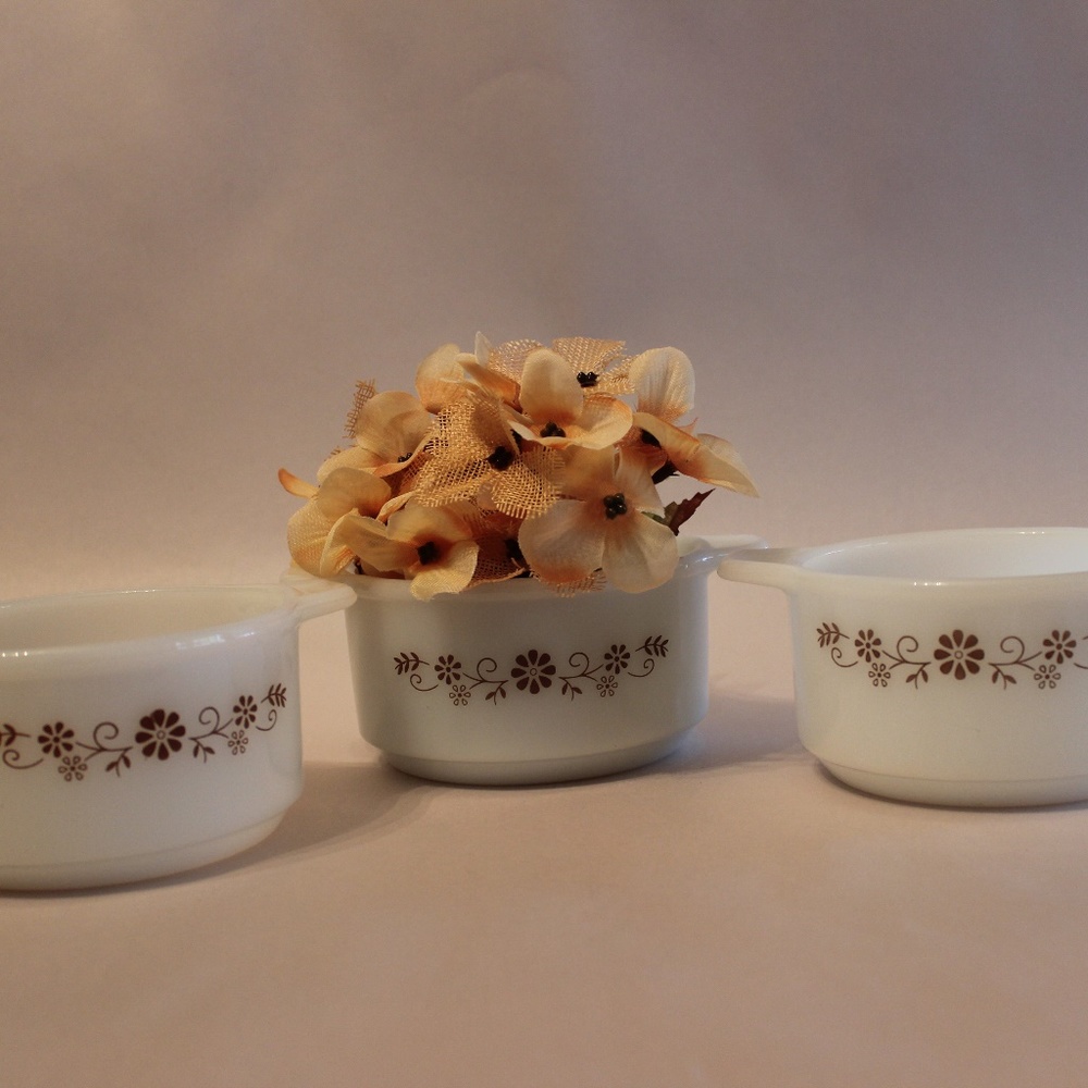 Vintage Dynaware Pyr-0-rey Brown Daisy Bowls
